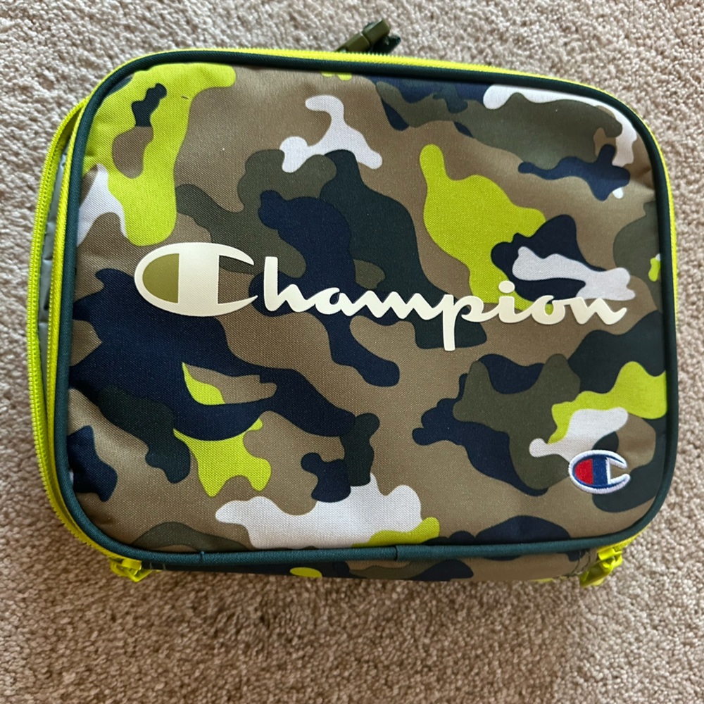 Champion Camouflage school Lunch Bag with Neon Accents